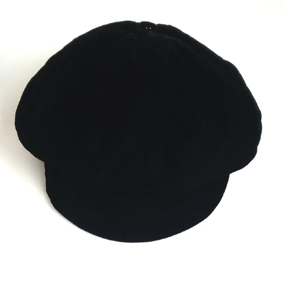 Bergdorf Goodman Vintage Black Velvet Baker Boy Cap By Corinne Hatton Size M